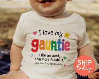 I Love My Gauntie Baby Onesies® Brand | Funny Aunt Baby Shirt | Rainbow Letters Bodysuit | Baby Shower Gift (BC-PRI113)