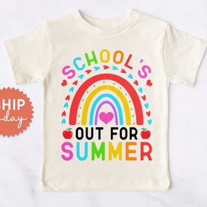 Schools Out For Summer Toddler Shirt, Summer Break Shirt for Girls Boys, Hello Summer Shirt, Last Day of School Shirt, (BC-SCH71)