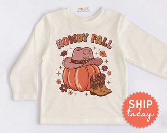 Howdy Fall Toddler Shirt - Cute Western Pumpkin Toddler Tee - Pumpkin Patch Outfit(BC-FALL123)