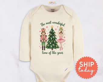 The Most Wonderful Time of the Year Baby Onesie - Cute Nutcracker Girl Bodysuit - Christmas Baby Outfit(BC-CHR111)