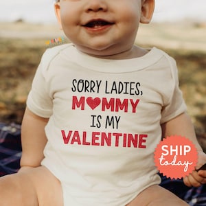 Przepraszam Panie, Mommy Is My Valentine Zabawny dziecięcy kombinezon, słodki ubranko dla niemowląt, prezent na baby shower, strój na ogłoszenie narodzin dziecka, (BC-VAL17)
