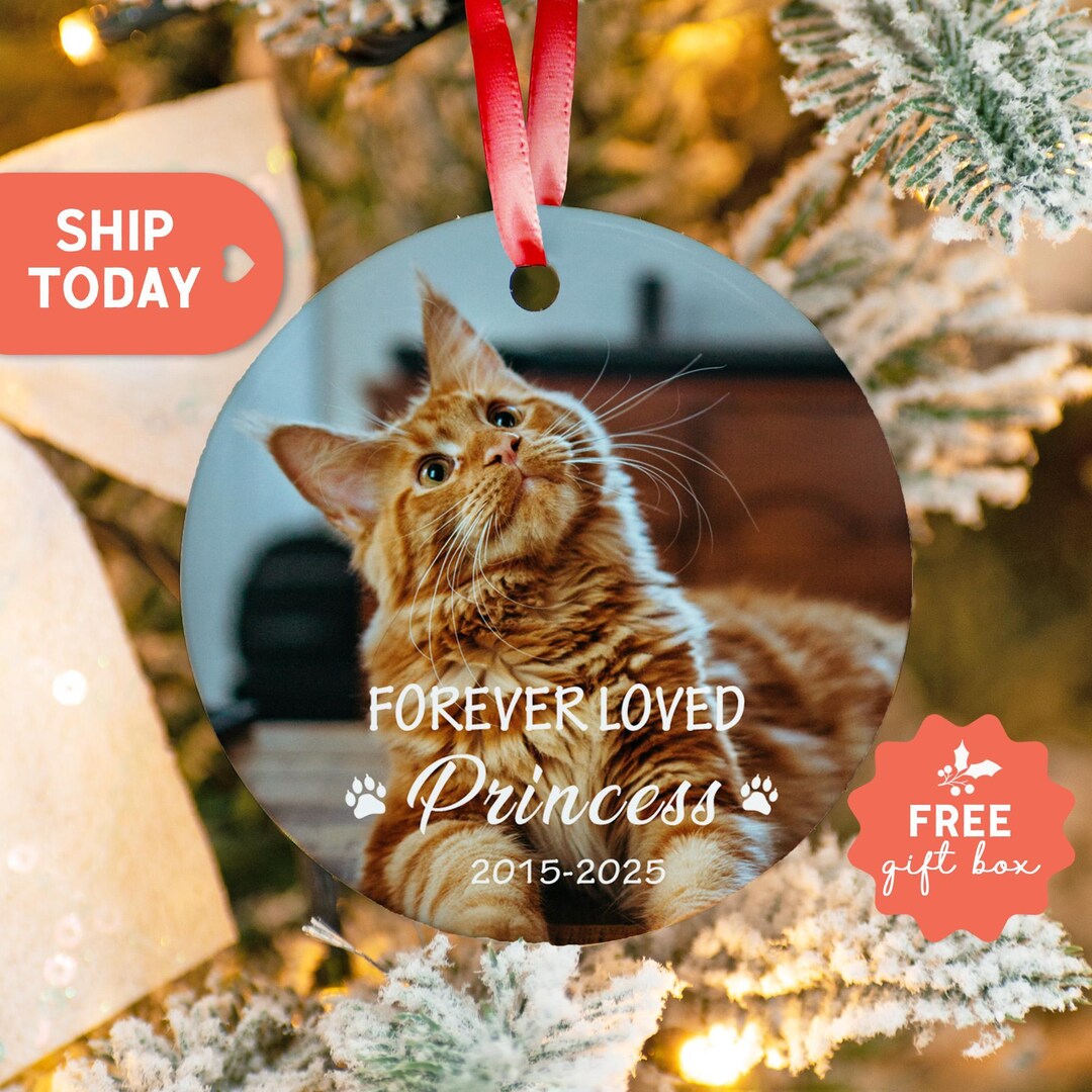 Custom Pet Memorial Ornament, Forever Loved Cat Ornament, Personalized ...