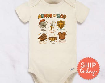 Armor Of God Baby Onesies® Marque : cadeau chrétien de baby shower, body pour bébé verset biblique pour l'église et les séances photo (BC-EAS135)