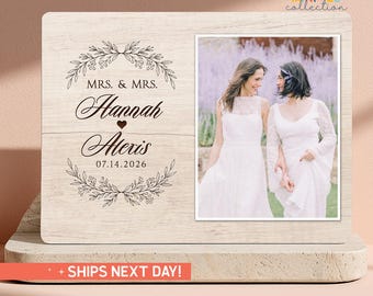 Personalized Mrs and Mrs Custom Couple Photo, Two Brides Gift with Names and Date(PS-COU16)