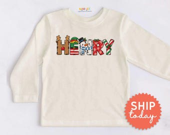 Merry Kids Shirt - Cute Christmas Alphabet Letters Unisex Tee - Christmas Kid Apparel(BC-CHR99)
