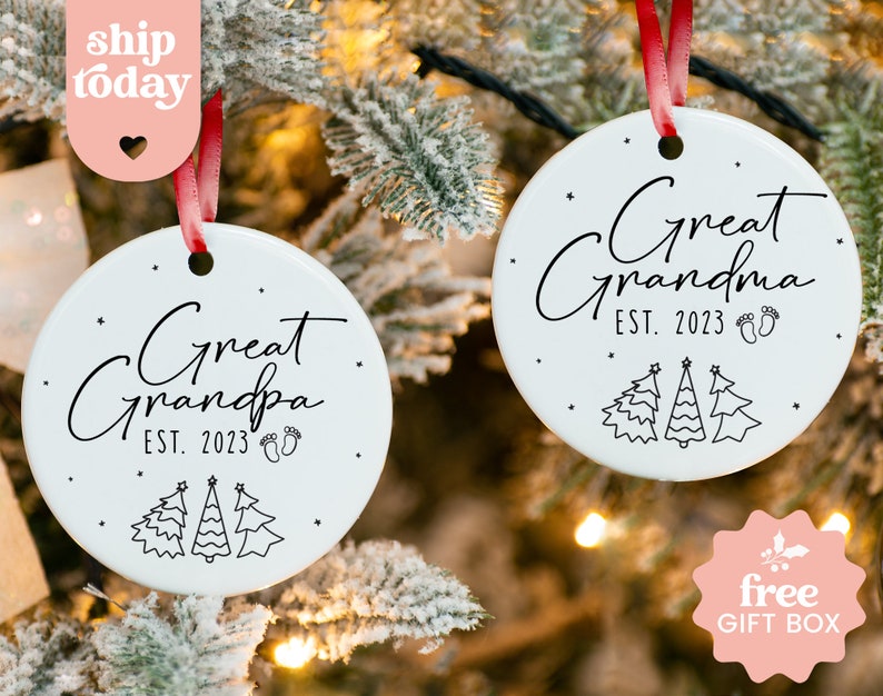 Great Grandparents Christmas Ornament, Gift for New Great Grandparents Custom Great Grandparents Christmas Gift, Great Grandparents Keepsake image 1