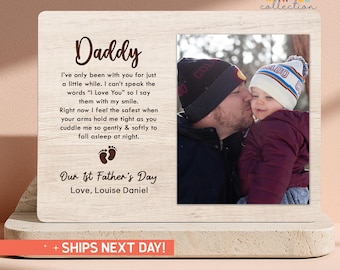 Personalized First Fathers Day Keepsake | Custom Photo Frame Dad Gift  | New Daddy Picture Frame with Baby Footprints(PS-DAD43)