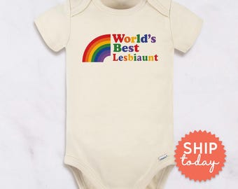 Rainbow Pride Baby Onesies® Brand Lesbiaunt Aunt Gift | LGBTQ Baby Shower Present | Organic Cotton Bodysuit (BC-PRI110)