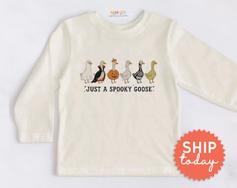 Just A Spooky Goose Toddler Shirt - Funny Halloween Goose Kids Tee - Toddler Fall Outfit(BC-HAL185)