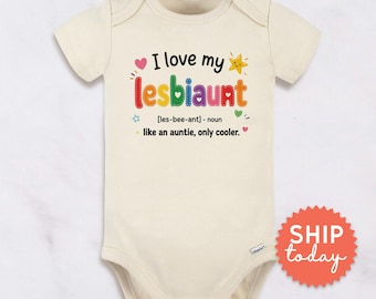 I Love My Lesbiaunt Baby Onesies® Brand | Rainbow Pride Bodysuit | LGBTQ Family Gift | Funny Aunt Baby Clothes (BC-PRI112)