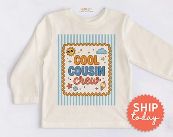 Cool Cousin Crew Kids T-Shirt, Retro Toddler Cousin Squad Shirt for Family Reunion(BC-FAM307)