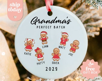 Grandma's Perfect Batch 2023 Ornament, Personalized Name Ornament, Gingerbread Cookies Family Ornament, Grandparent Cookie Ornament