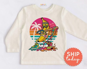 Retro Skateboarding Kids Shirt - Colorful Skateboard Toddler Tee - Summer Streetwear Outfit(BC-TRE280)