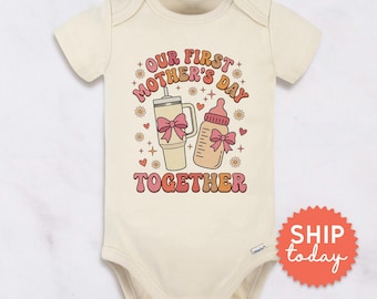 Our First Mothers Day Baby Together Onesies® Brand | New Mom Gift | Coffee Theme Baby Clothes (BC-MOM8)
