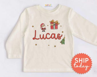 Personalized Santa Kids Shirt - Custom Name Cute Christmas Toddler Tee - Christmas Gift Outfit(BC-CHR117)