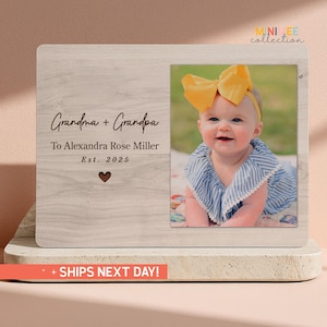 Personalized Photo Frame For Grandparents, Custom Photo Board For Pregnancy Announcement, Gift For Grandma, Gift For Grandpa(PS-FAM62)
