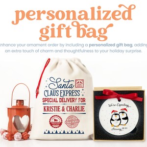 a personalized gift bag with a picture of a penguin