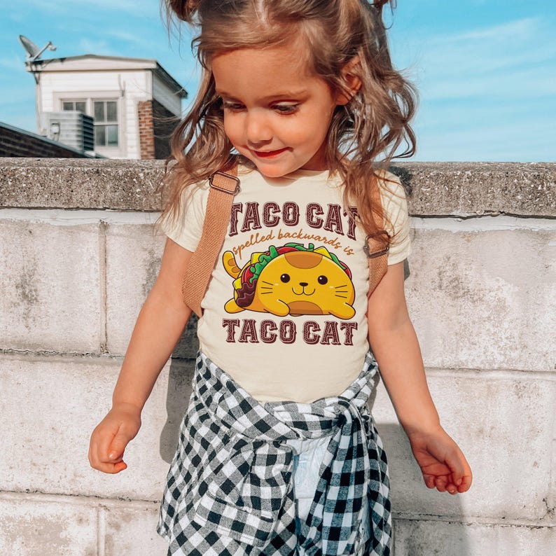 Taco Cat Spelled Backwards is Taco Cat Toddler Shirt, Funny Mexican Kid Shirt, Shirt with Sayings, Toddler Holiday Shirt, (BC-CDM9) image 2