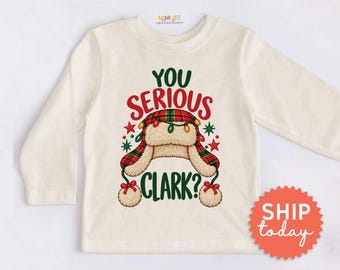 Personalized You Serious Kids Shirt - Custom Name Christmas Light Hat Toddler Tee - Funny Holiday Kid Apparel(BC-CHR95)