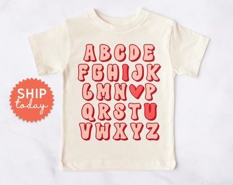 ABC I Love You Toddler Shirt, Cute Toddler Valentine's Day School T-shirt, Alphabet Kids Tshirt, (BC-VAL14)