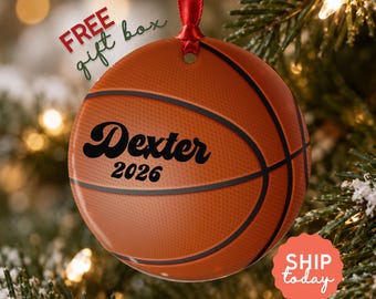 Personalized Basketball Ornament, Sports Ornament With Custom Name, Basketball Coach Holiday Present