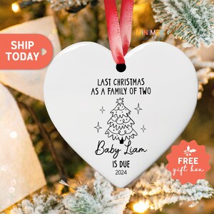 Décoration de Noël pour une famille de deux personnes, faire-part de Noël pour bébé, cadeau pour les nouveaux parents, décoration pour couple enceinte (HCO-78)