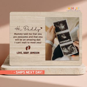 Personalized Photo Frame For Pregnancy Reveal, Gift For New Dad To Be, Ultrasound Picture Frame, Christmas Keepsake(PS-DAD12)