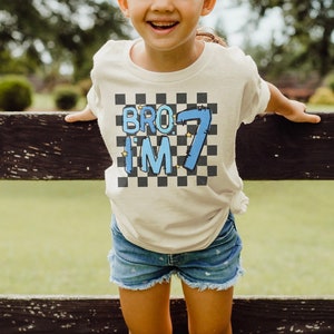 Bro I'm 7 Toddler T-Shirt, Seventh Birthday Tees, 7 Years Old Boy Shirt, Sibling Birthday Tee, New Age Gift Shirt, BC-BIR56 image 4