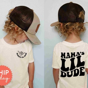 Mama's Lil Dude Shirt, Mamas Boy Clothing, Boy Toddler Outfit Gift From Mom, Baby Shower Outfit For Kid, FBC-FAM7, Onesies® Brand image 1