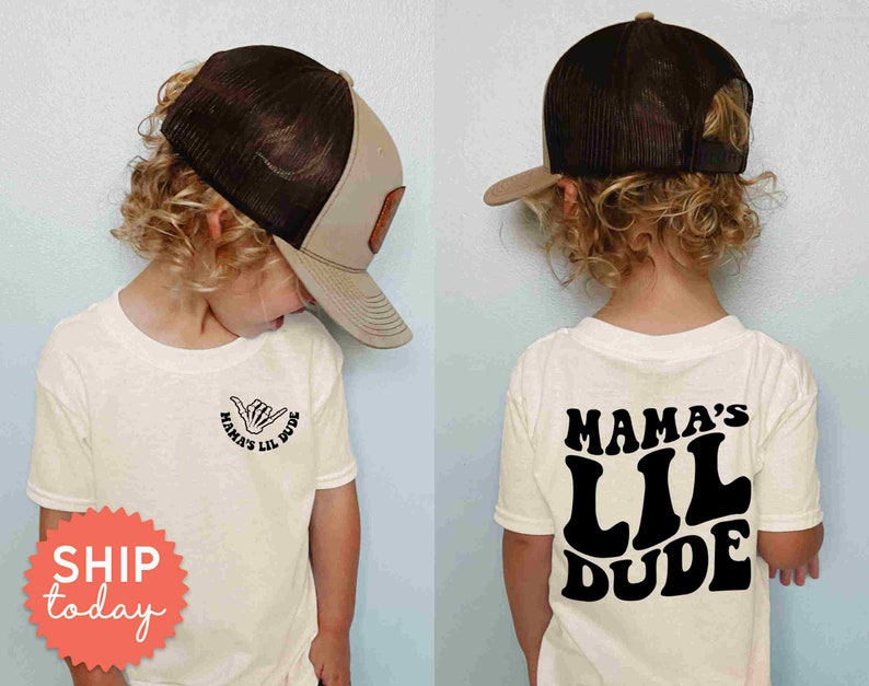 Mama's Lil Dude Shirt, Mamas Boy Clothing, Boy Toddler Outfit Gift From Mom, Baby Shower Outfit For Kid, FBC-FAM7, Onesies® Brand image 1