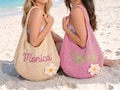 Personalized Bridesmaid Beach Tote Bags, Bridesmaid Proposal Gift, Custom Name Travel Tote Bags, Boho Beach Bag