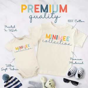 a baby's bodysuit, hat, sunglasses, mittens, and other