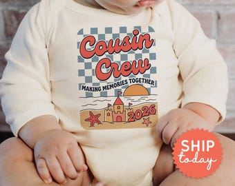 Cousin Crew 2026 Family Reunion Baby Onesies® Brand, Boho Baby Clothes Beach Retro Infant Bodysuit(BC-FAM306)