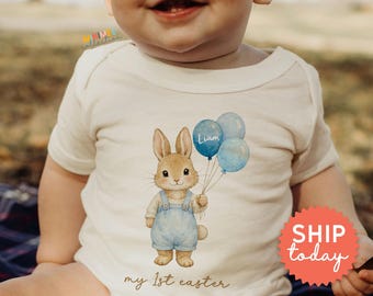 My 1st Easter Onesies® Brand: Personalized Bunny Baby Bodysuit, First Easter Outfit, Baby Shower Gift For Spring Photoshoot(BC-EAS138)