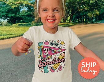 Personalized 3rd Grade Shirt for Girls | Back to School Kids Tee(BC-SCH201)