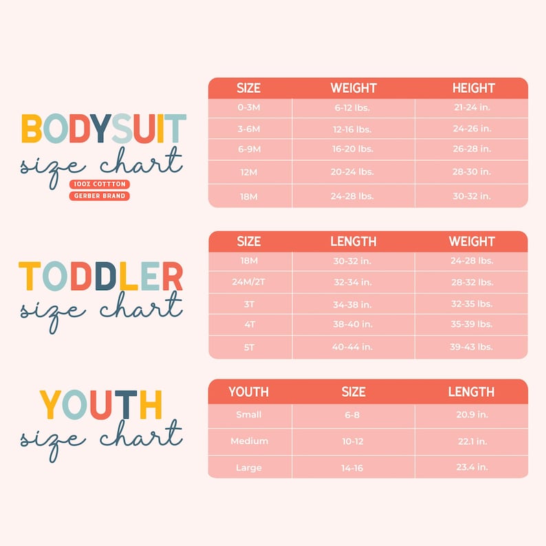 a table with a weight chart for a child's size chart