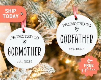Promoted To Godfather Godmother Ornament, Custom Baptism Ornament, Godparents Ornament, Christmas Ornament