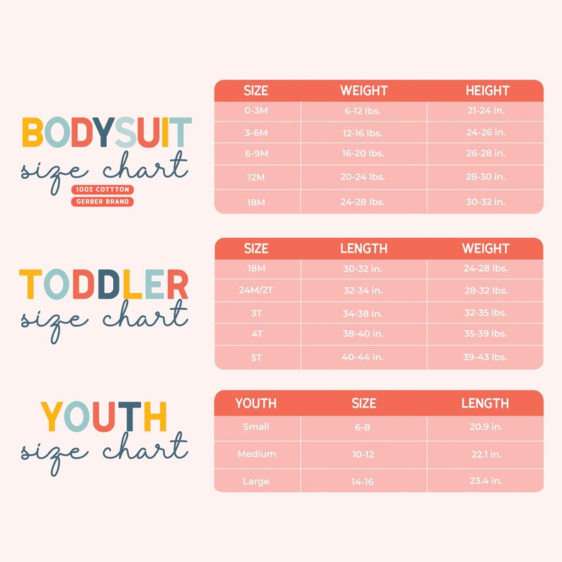 a table with a weight chart for a child's size chart