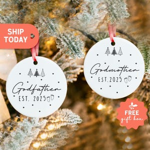 Personalized Godmother Christmas Ornament, Custom Godmother Christmas Keepsake, Christening Baptism Godmother Ornament
