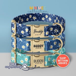 Floral Custom Engraved Name Dog Collars, Personalized Dog Collar With Name Engraving, Personalized Engraved Name Dog Collar(DC-281)