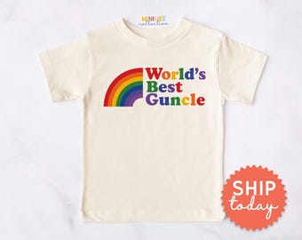 Rainbow Guncle Shirt Kids | Gay Uncle Niece Nephew Gift | Pride Family Toddler Tee | LGBTQ Uncle Present (BC-PRI109)