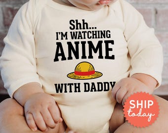 Anime Baby Onesies® Brand, Anime Bodysuit Watching Anime Daddy, Baby Shower Anime(BC-TRE73)