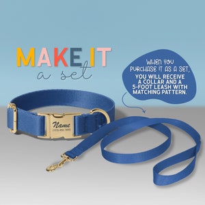 Multiple Colour Velvet Personalise Dog Collar Leash Set, PurpleNavyRed Dog Collar,Engraved Pet Name, Custom Dog Collar Gift, DC-66 image 6