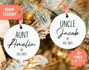 New Uncle Aunt Christmas Ornament, Aunt To Be Keepsake, Uncle Christmas Gift, Pregnancy Announcement, Announcement Ornament