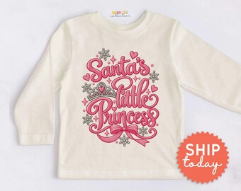 Santa's Little Princess Kids Shirt - Cute Christmas Snowflake Toddler Tee - Cute Girl Christmas Gift(BC-CHR109)