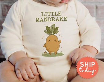 Little Mandrake Baby Onesies® Brand, Witchy Baby Gift, Fantasy Baby Clothes on Natural Cotton(BC-TRE279)
