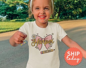 Custom Name Girls Shirt  | Coquette Bow Back to School Tee(BC-SCH204