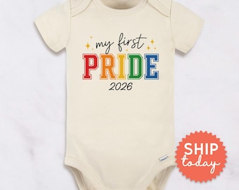 My First Pride Baby Onesies® Brand Rainbow LGBTQ Bodysuit | Pride Month Outfit | Equality Baby Clothes Gift (BC-PRI118)