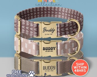 ZigZag Dog Collar, Engraved Dog Collar, Personalized Dog Collar with Name, Gift for Dog Lover, Adjustable Dog Collar, (DC-126)
