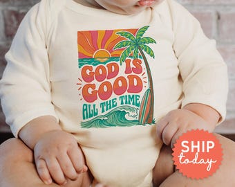 Boho Baby Onesies® Brand, God Is Good All the Time Infant Bodysuit, Baptism Summer Baby Outfit(BC-TRE265)